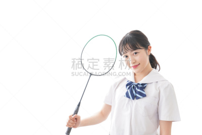 运动,背景分离,羽毛球,肖像,一个人,健康,女人,青年女人,学校体育馆,日本人