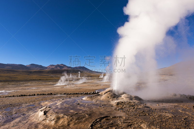 间歇泉,阿塔卡马沙漠,田地,盖沙斯,低热喷泉,阿塔卡马大区,图像,蒸汽,著名景点,无人