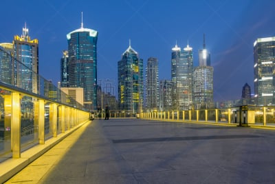 上海,城市天际线,黄浦区,浦东,水平画幅,建筑,夜晚,无人,建筑外部,户外