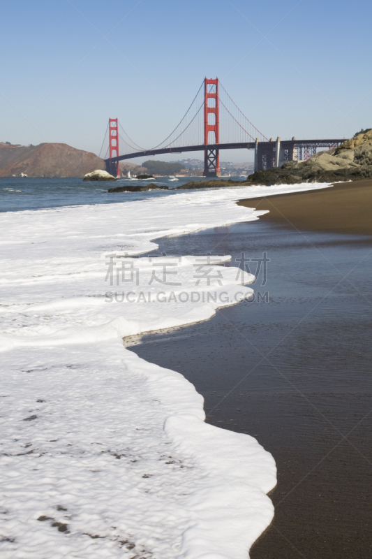 海滩,自然,垂直画幅,水,天空,美国,沙子,湾区,无人