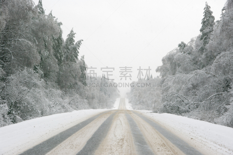 冬天,路,大风雪,水平画幅,雪,无人,交通,透视图,户外,单色调