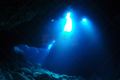 洞穴,宫古岛,深的,冲绳县,数字2,水肺潜水,潜水,水,边框,水平画幅