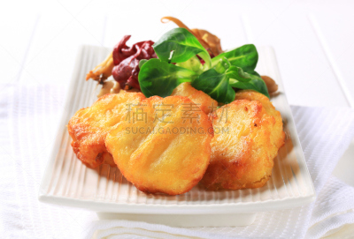 炸鸡块,餐具,蚝蘑,水平画幅,无人,开胃品,嫩煎食品,膳食,精制土豆,特写