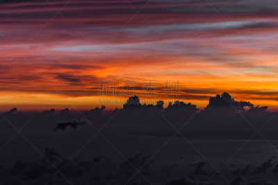 阿贡火山,巴厘岛,天空,黎明,火山,在上面,云,多色的,式样,留白