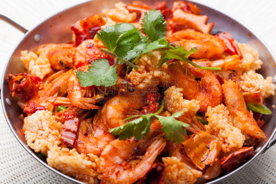 炖食,明虾,砂锅菜,清新,焖菜,华贵,食品,西红柿,炖品,自制的