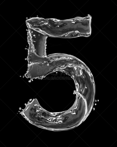 水,分离着色,黑色背景,数字5,垂直画幅,字母,无人,溅,做,行动