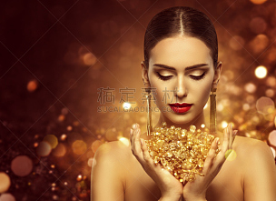 珠宝,黄金,时装模特,女人,美,手,人造珠宝,项链,香水,闪亮