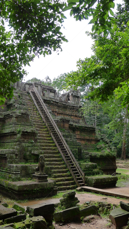 寺庙,垂直画幅,灵性,柬埔寨,古老的,旅行者,石材,僧院,暹粒,楼梯