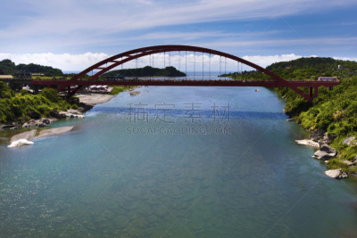 花莲,河流,度假胜地,水平画幅,绿色,户外,海洋,红色,彩色图片,太平洋