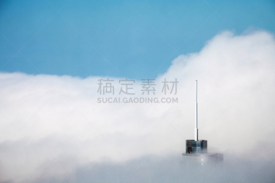 芝加哥市,摩天大楼,云,建筑外部,与众不同,顶部,芝加哥鲁普商业区,云景,雾,在上面