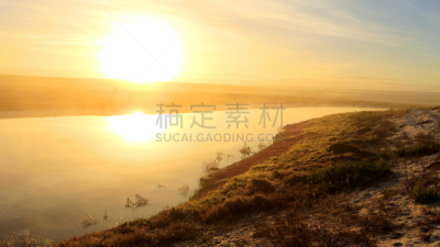 黎明,河流,兰伯特湾,在上面,水,天空,水平画幅,沙子,无人,早晨