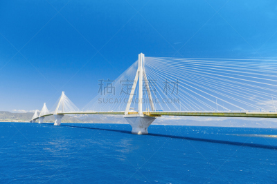 佩特雷,伯罗奔尼撒,希腊,悬挂的,科林斯湾,路,长的,桥,半岛,靠近