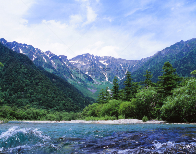 上高地国家公园,早晨,夏天,长野县,自然,里山,水平画幅,绿色,地形,无人