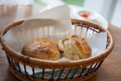 烤饼,草莓酱,茶,水平画幅,无人,图像,特写,凝乳,涂抹酱,清新