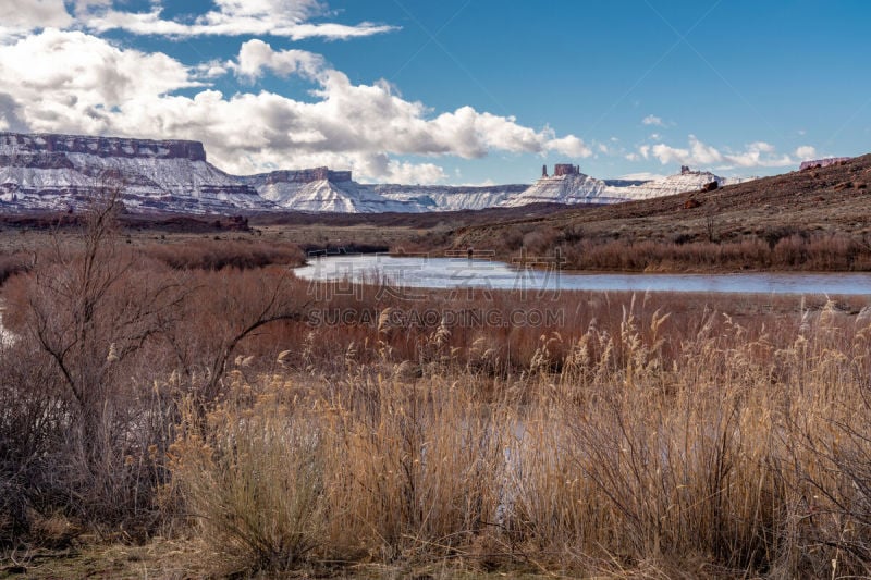 犹他,卡司特峡谷州立公园,冬天,高对比度,彩色背景,云,沙岩,雪,自然美,沙漠