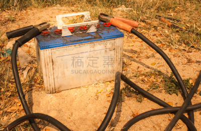 电瓶,电池,过时的,电缆,寒冷,动物出击,水平画幅,金属夹,能源,无人