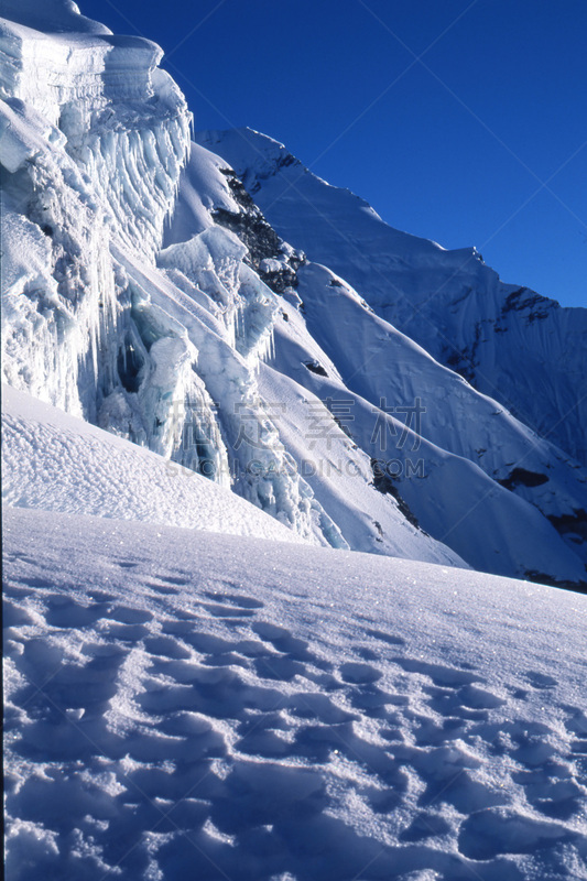 雪,喜马拉雅山脉,山,垂直画幅,旅游目的地,无人,蓝色,攀冰,户外,冰