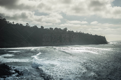 加利福尼亚,波浪,脊,帕罗斯维德,水边,小溪,云,海岸线,背景,岩石