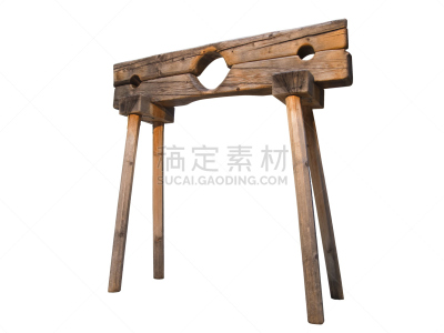 颈手枷,白色,中世纪时代,水平画幅,木制,无人,刑具,白色背景,背景分离,一个物体