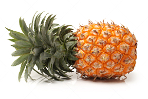 菠萝,白色背景,完整,白色,水平画幅,绿色,橙色,水果,无人,生食