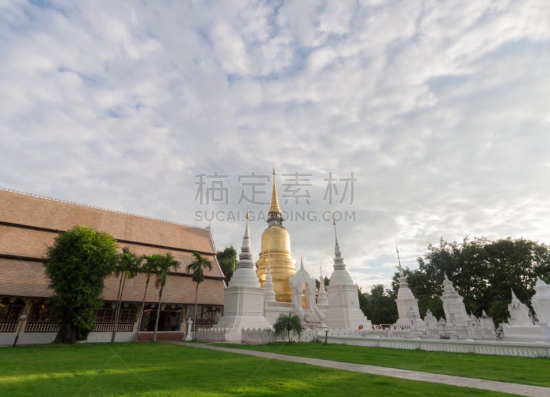 寺庙,水平画幅,巨大的,旅行者,草,僧院,泰国,佛塔,佛