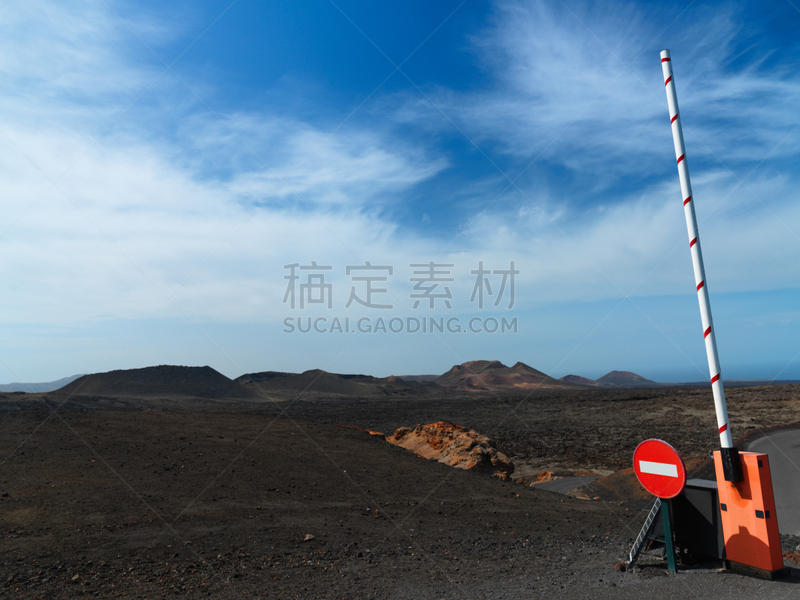 兰萨罗特岛,火山地形,大门,主干路,单行道,timanfaya national park,自然,水平画幅,交通标志,无人