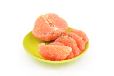 葡萄柚,白色背景,去皮的,水平画幅,无人,维生素,果汁,夏天,特写,装饰菜