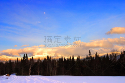 树林,公园,水平画幅,雪,无人,户外,美洲,运动,冬天