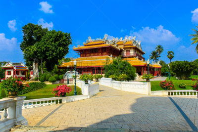 挽芭茵,宫殿,水平画幅,旅行者,夏天,户外,泰国,居住区,佛,著名景点