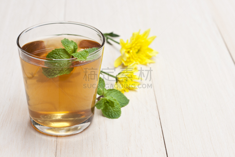 绿色,茶杯,水,茶树,水平画幅,无人,玻璃,饮料,叶子