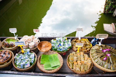 清新,水上市场,船,水果,顶部,充满的,商品,都市风景,传统,蔬菜