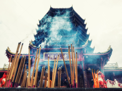 亭台楼阁,旅行者,都江堰 ,道教,建筑,自然,图像,水平画幅,四川省,山