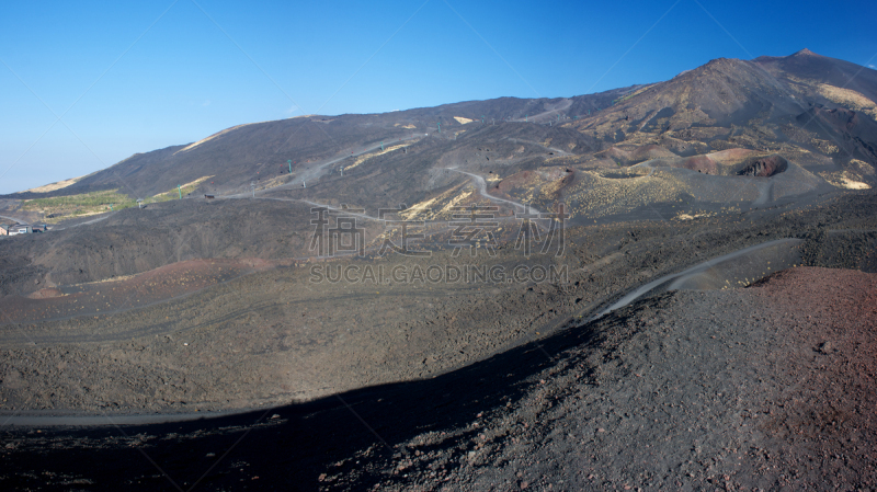埃特纳火山,火山口,侧面视角,寄生的,速度滑冰,西,喷硫火山口,结壳熔岩,恩纳省,火山渣锥