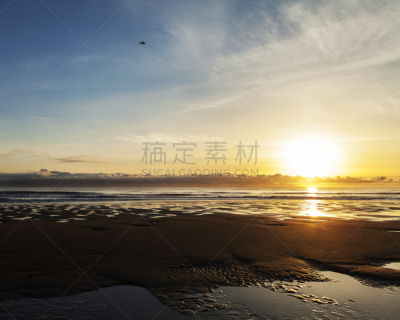 飞机,小的,水平画幅,地形,沙子,无人,蓝色,黄昏,肯奈半岛,户外