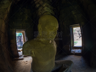 公园,批迈,king jayavarman vii,雕像,灵性,艺术,水平画幅,柬埔寨,无人,古老的