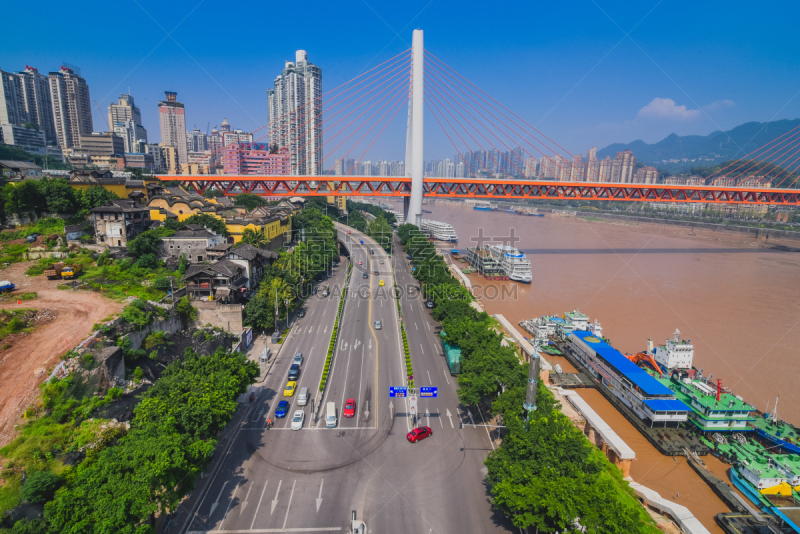 重庆,长江,渡轮,风,水平画幅,无人,海港,交通,户外,都市风景