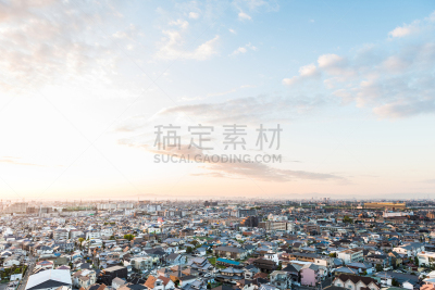 日本,都市风光,宝冢市,兵库县,居住区,大阪市,地平面,郊区,早晨,日出