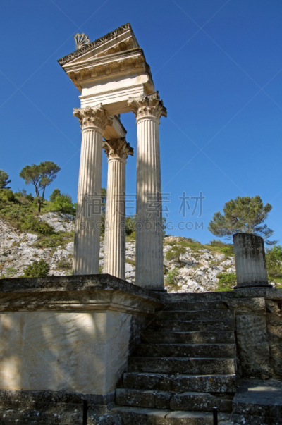 格拉诺姆遗址,科林斯式,寺庙,罗纳河口,欧洲,建筑结构,自然,远古的,考古学,古老的