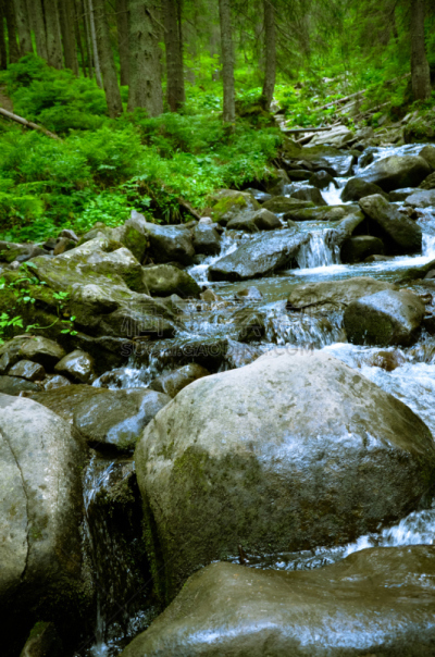 夏天,山,河流,山谷,垂直画幅,水,天空,美,公园,枝繁叶茂