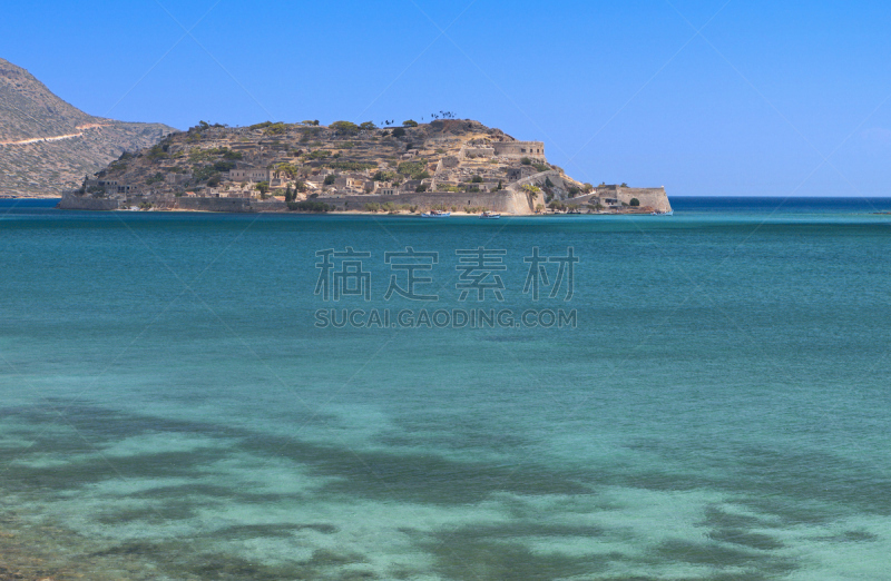 克里特岛,希腊,岛,斯皮纳隆加,度假胜地,水平画幅,无人,夏天,户外,要塞