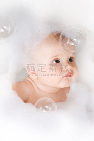婴儿,浴盆,垂直画幅,金色头发,水,美,小的,可爱的,美人,人