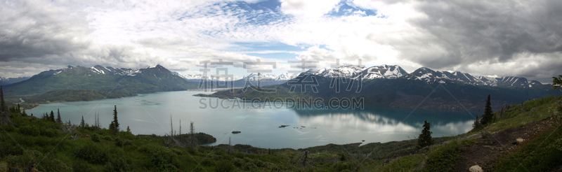雷湖,水,天空,水平画幅,绿色,雪,冰河,无人,蓝色,全景