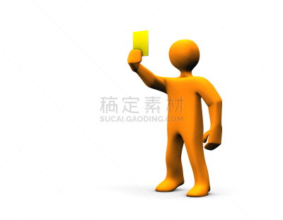 黄牌,裁判,木偶,水平画幅,绘画插图,性格,卡通,部分,白色,运动