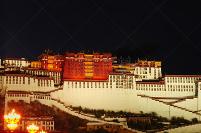 布达拉宫,夜晚,二进制码,泛光照明,纪念碑,美,水平画幅,无人,夏天,户外