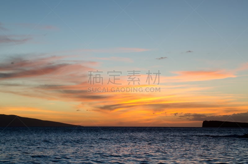毛伊岛,自然,天空,水平画幅,地形,无人,水平线,太平洋岛屿,黄昏,户外