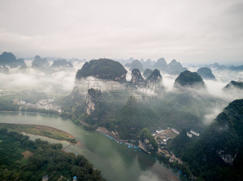 云景,山,农场,航拍视角,在上面,阳朔县,桂林山水,兴平,阳朔,桂林