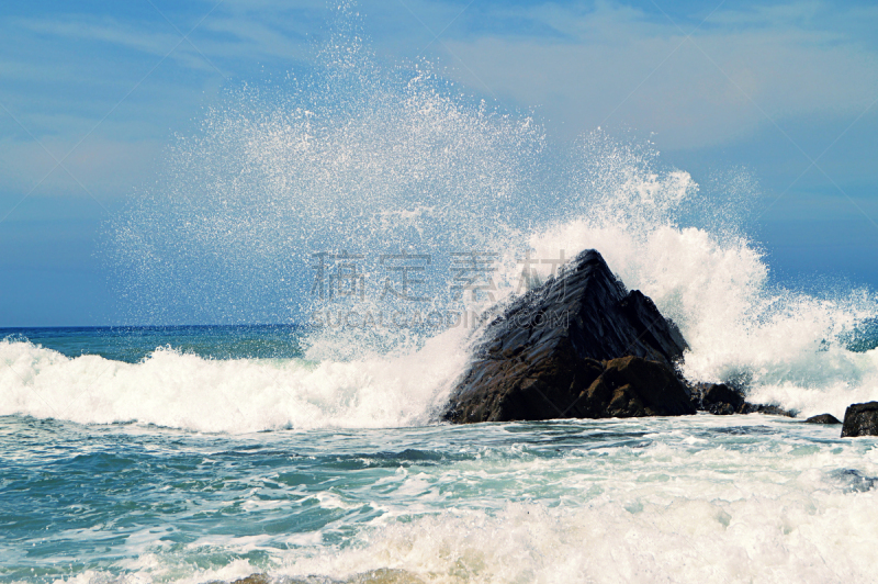 水,岩石,海洋,风景,沙口,康沃尔,滑的,潮汐,天空,留白