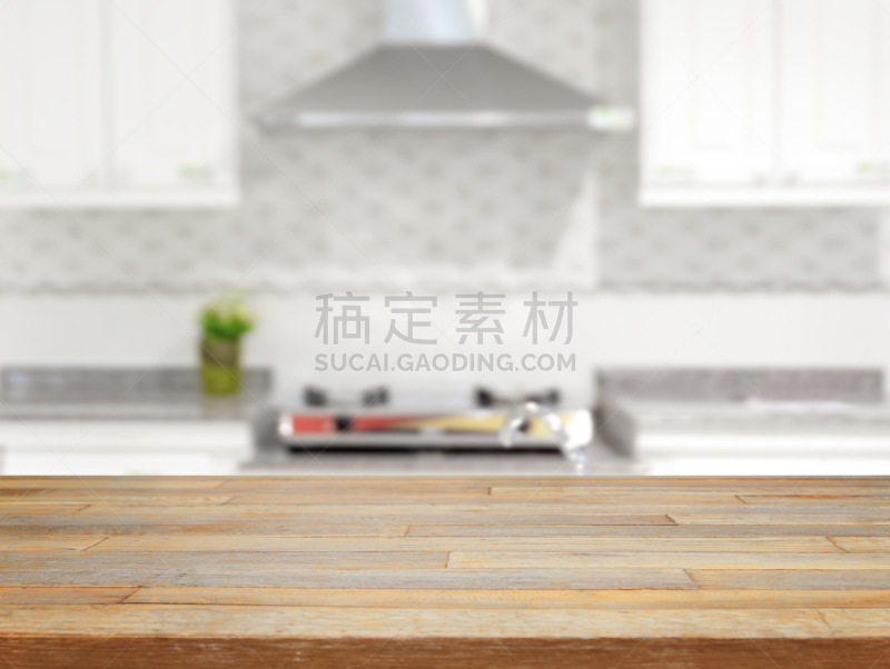 厨房,桌子,木制,空的,背景,运动模糊,灶台,商业厨房,抽油烟机,散焦