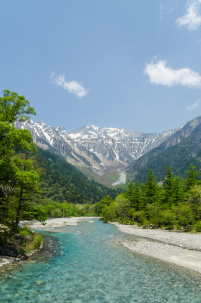 梓川,长野县,日本,山脉,春天,日本阿尔卑斯山脉,中部山岳国立公园,松本,飞驒山脉,垂直画幅