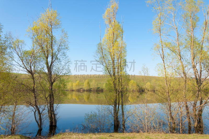 泉湖,池塘,春天,水,天空,美,水平画幅,无人,纯净,水库